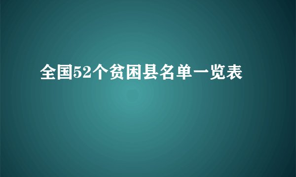 全国52个贫困县名单一览表