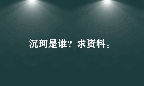 沉珂是谁？求资料。