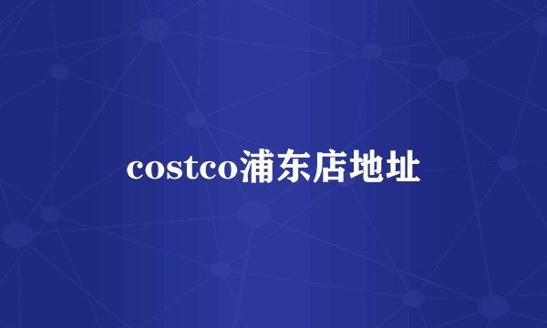 costco浦东店地址