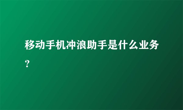 移动手机冲浪助手是什么业务？