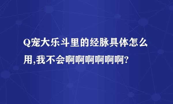 Q宠大乐斗里的经脉具体怎么用,我不会啊啊啊啊啊啊?