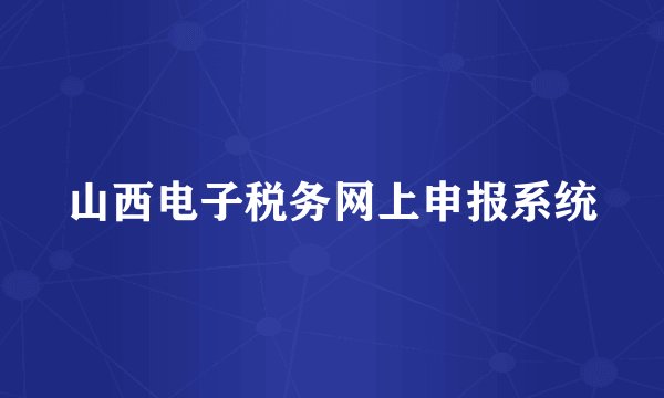 山西电子税务网上申报系统