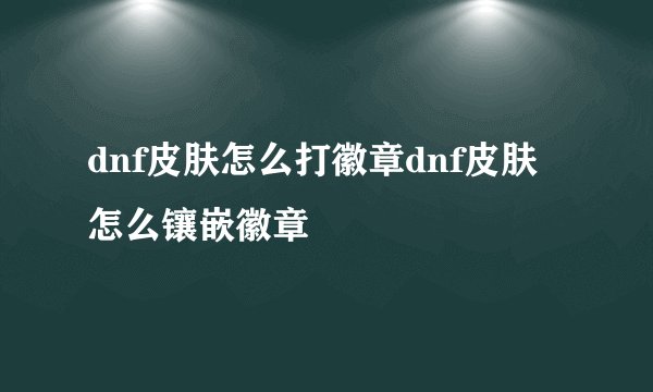 dnf皮肤怎么打徽章dnf皮肤怎么镶嵌徽章