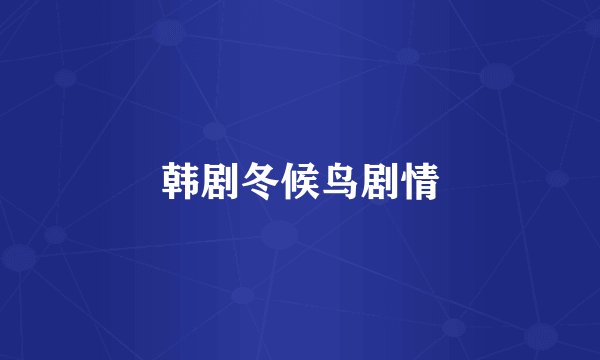 韩剧冬候鸟剧情