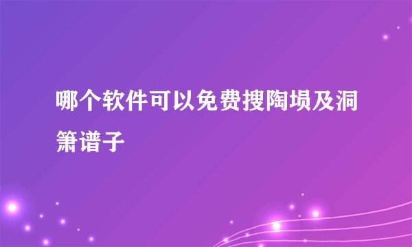 哪个软件可以免费搜陶埙及洞箫谱子