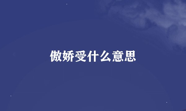 傲娇受什么意思