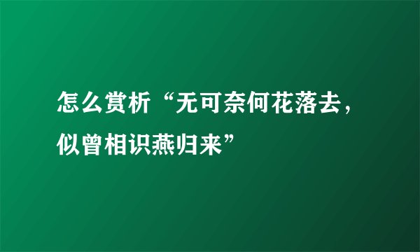 怎么赏析“无可奈何花落去，似曾相识燕归来”