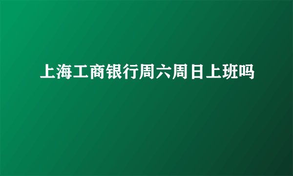 上海工商银行周六周日上班吗