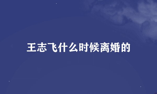 王志飞什么时候离婚的