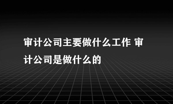 审计公司主要做什么工作 审计公司是做什么的
