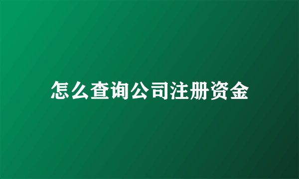 怎么查询公司注册资金