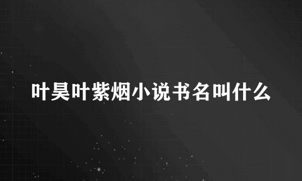 叶昊叶紫烟小说书名叫什么