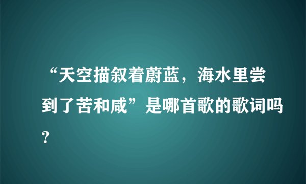 “天空描叙着蔚蓝，海水里尝到了苦和咸”是哪首歌的歌词吗？