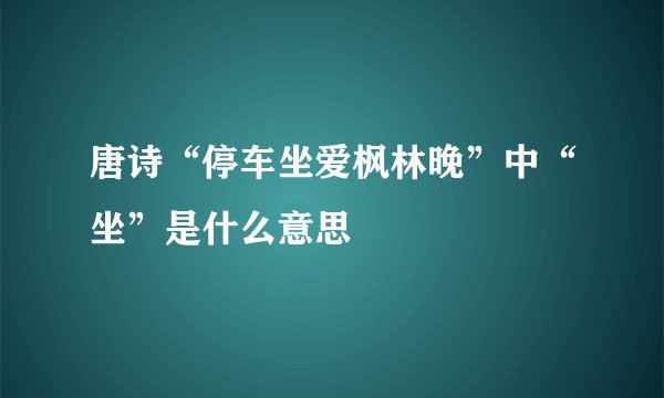 唐诗“停车坐爱枫林晚”中“坐”是什么意思