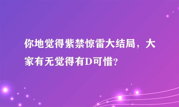 你地觉得紫禁惊雷大结局，大家有无觉得有D可惜？