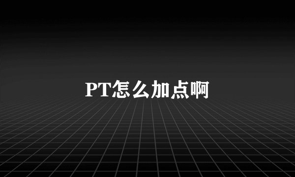 PT怎么加点啊
