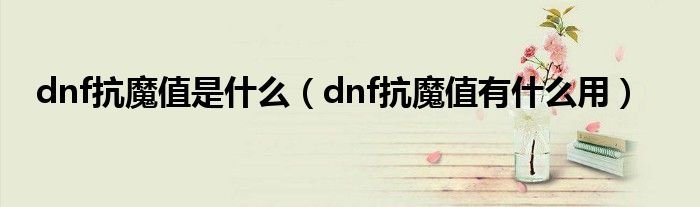dnf抗魔值是什么dnf抗魔值有什么用