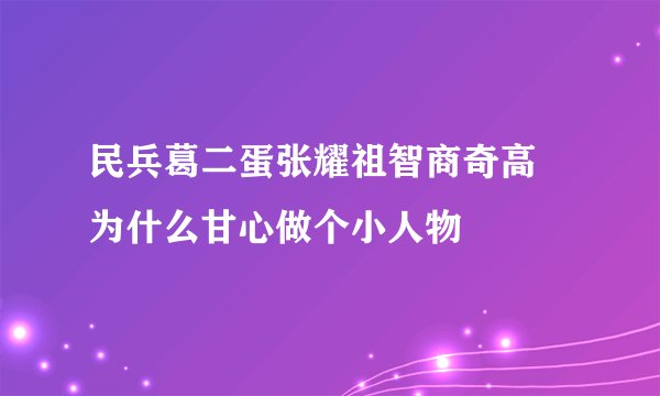 民兵葛二蛋张耀祖智商奇高 为什么甘心做个小人物
