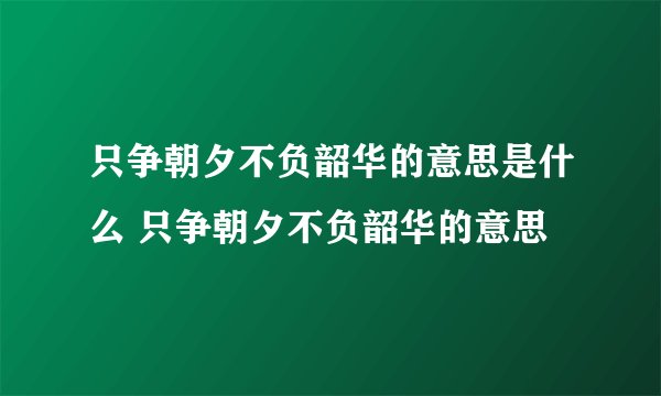 只争朝夕不负韶华的意思是什么 只争朝夕不负韶华的意思