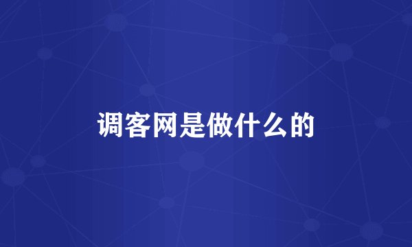 调客网是做什么的