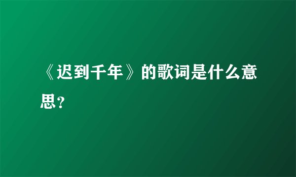 《迟到千年》的歌词是什么意思？