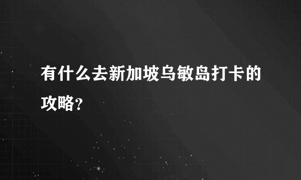 有什么去新加坡乌敏岛打卡的攻略？