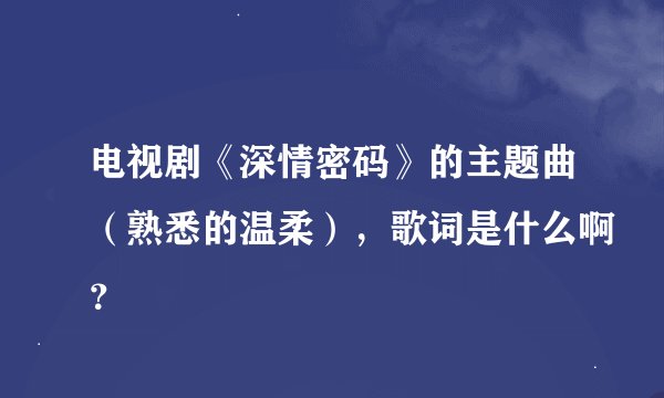 电视剧《深情密码》的主题曲（熟悉的温柔），歌词是什么啊？