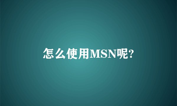 怎么使用MSN呢?