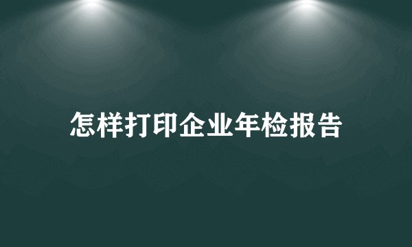 怎样打印企业年检报告