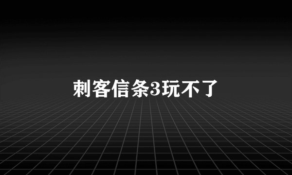 刺客信条3玩不了