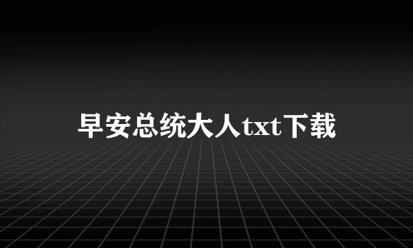 早安总统大人txt下载