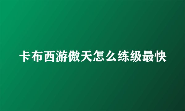 卡布西游傲天怎么练级最快