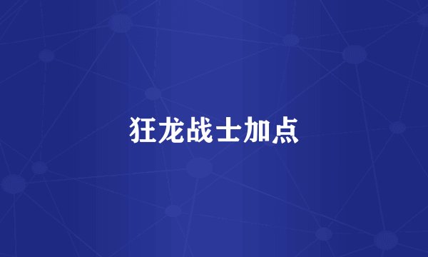狂龙战士加点