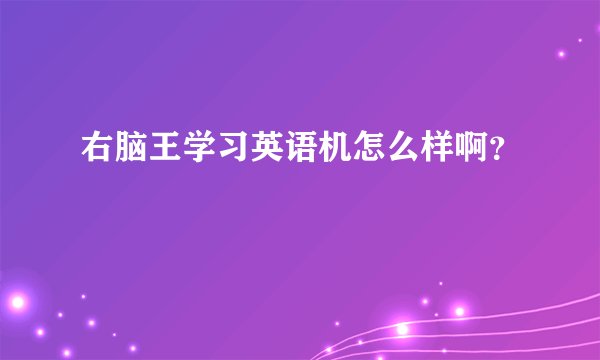 右脑王学习英语机怎么样啊？