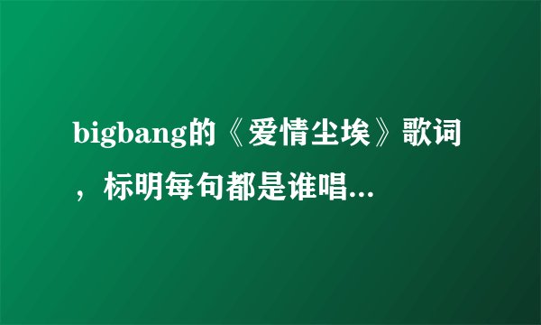 bigbang的《爱情尘埃》歌词，标明每句都是谁唱得谢谢。
