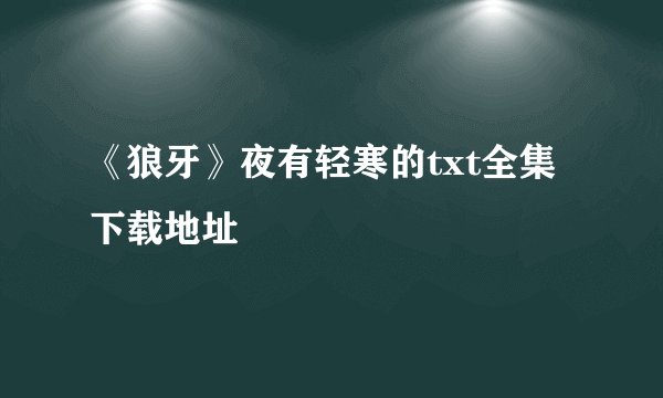 《狼牙》夜有轻寒的txt全集下载地址
