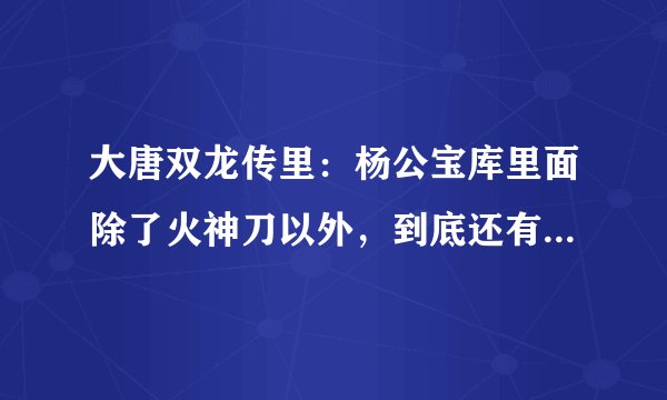 大唐双龙传里：杨公宝库里面除了火神刀以外，到底还有什么宝藏呀？求解释