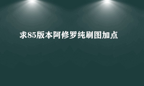 求85版本阿修罗纯刷图加点