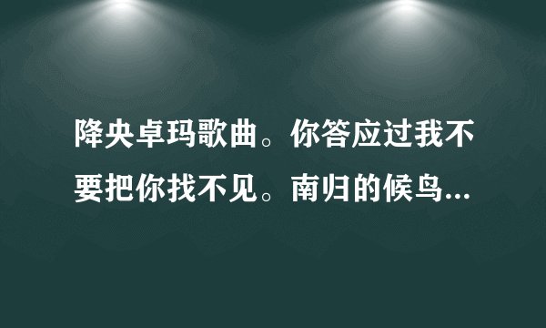 降央卓玛歌曲。你答应过我不要把你找不见。南归的候鸟飞的那么远。。。这是什么歌