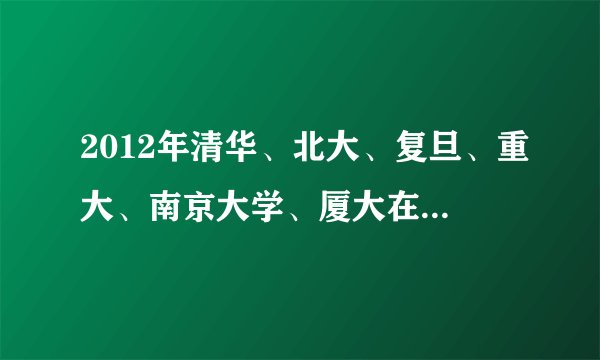 2012年清华、北大、复旦、重大、南京大学、厦大在重庆的理科录取分数线