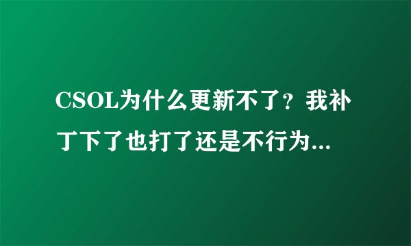 CSOL为什么更新不了？我补丁下了也打了还是不行为什么？到试图12的时候会失败游戏我重新下载了一遍也不行