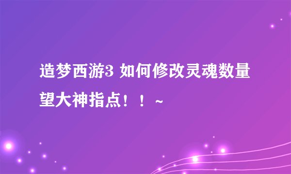 造梦西游3 如何修改灵魂数量 望大神指点！！~