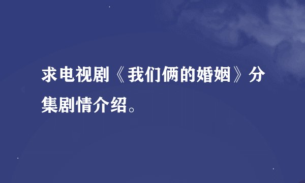 求电视剧《我们俩的婚姻》分集剧情介绍。