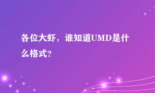 各位大虾，谁知道UMD是什么格式？