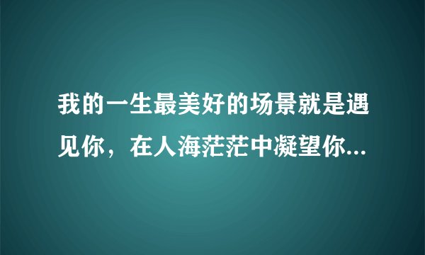 我的一生最美好的场景就是遇见你，在人海茫茫中凝望你陌生又熟悉，这是什么歌啊