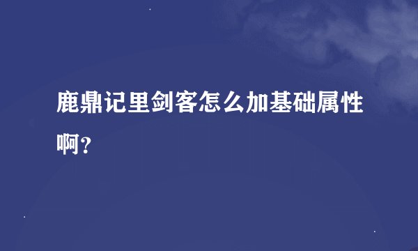 鹿鼎记里剑客怎么加基础属性啊？