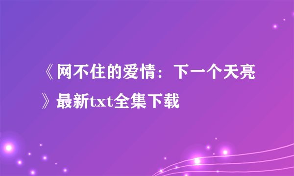 《网不住的爱情：下一个天亮》最新txt全集下载
