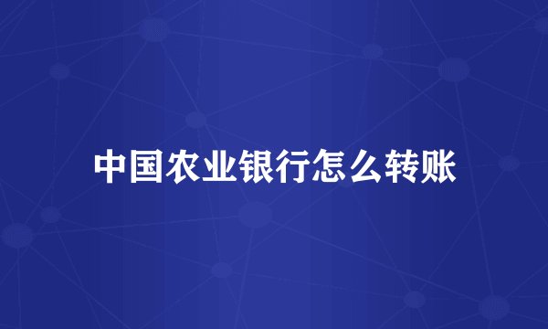 中国农业银行怎么转账