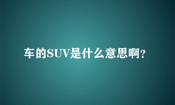 车的SUV是什么意思啊？