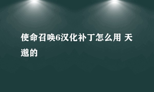 使命召唤6汉化补丁怎么用 天邈的
